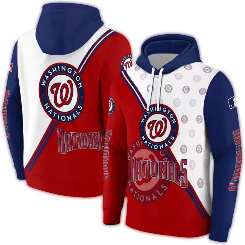 Washington Nationals Diagonal Stripe All over Print Hoodie 1
