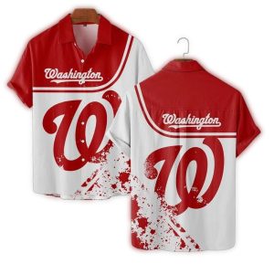 Washington Nationals Distressed Red And White Hawaiian Shirt For Fans
