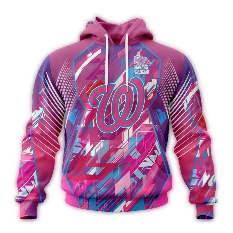 Washington Nationals Fearless Against Breast Cancer All over Print Hoodie 1