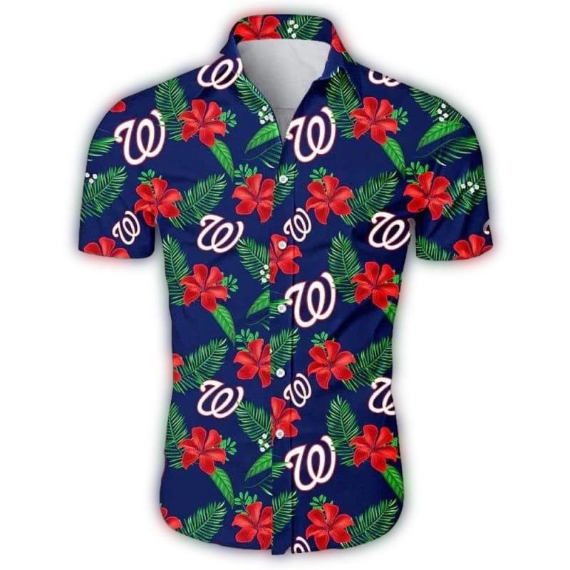 Washington Nationals Floral Flower Leafs Pattern Hawaiian Shirt 1