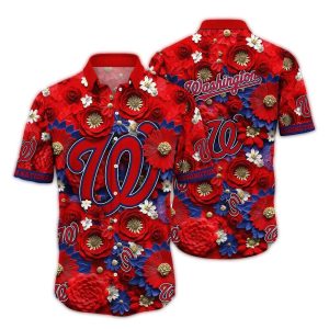 Washington Nationals Floral Blossom Hawaiian Shirt For Fans