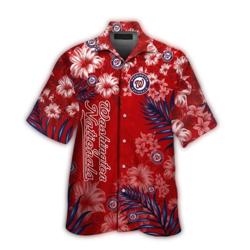 Washington Nationals Flower Leaf Hawaiian Shirt 1