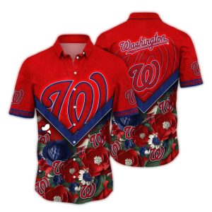 Washington Nationals Floral Print Hawaiian Shirt For Fans