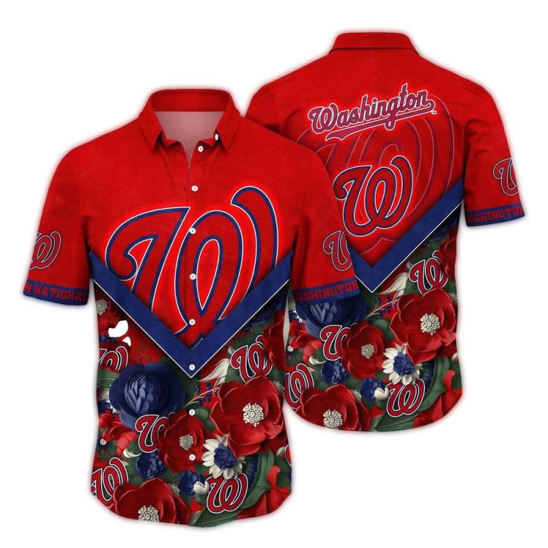 Washington Nationals Flower Pattern Hawaiian Shirt 1 1