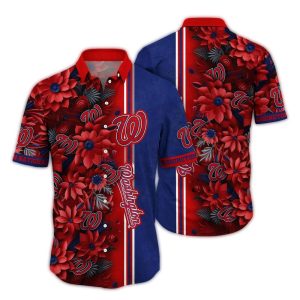 Washington Nationals Floral Stripe Hawaiian Shirt For Fans