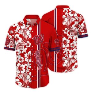 Vintage Washington Nationals Flower Stripe Hawaiian Shirt For Fans