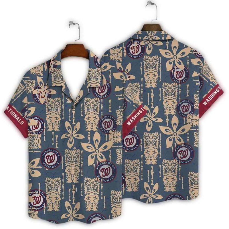Washington Nationals Flower Tiki Vintage Hawaiian Shirt 1