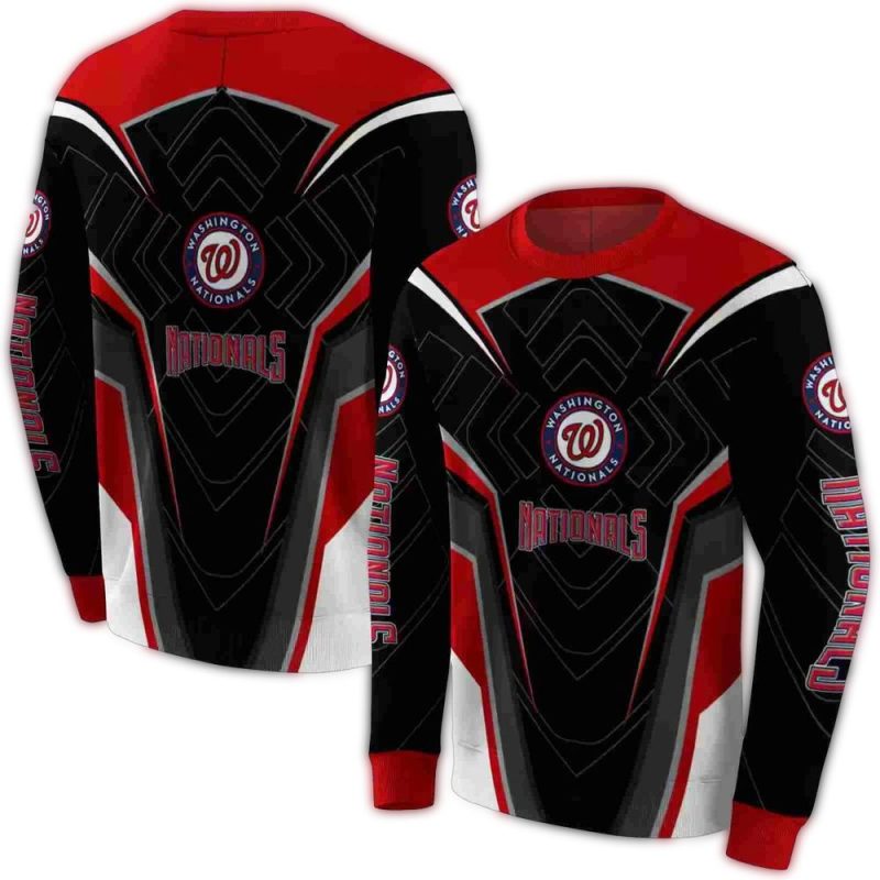 Washington Nationals Futuristic Pattern All over Print Sweatshirt 1