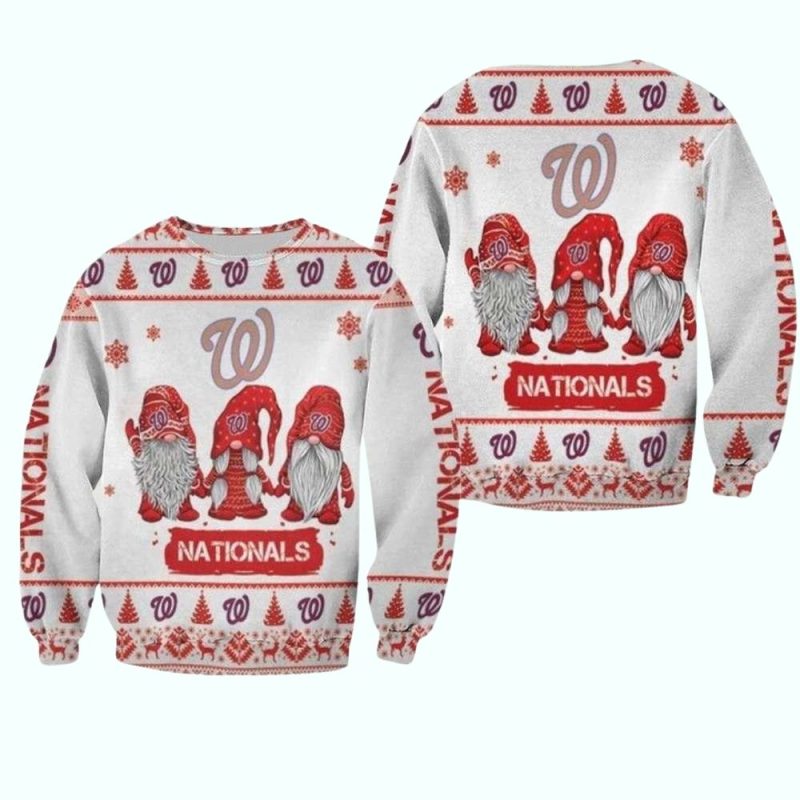 Washington Nationals Gnome Christmas Ugly Sweater 1