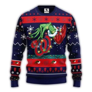 Washington Nationals Grinch Christmas Ugly Sweater For Holiday Cheer