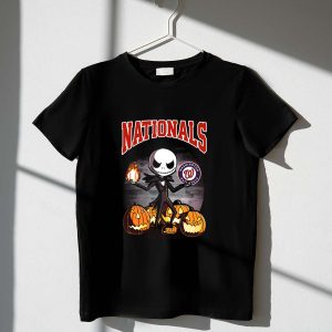 Washington Nationals Halloween Jack Skellington Pumpkin T-Shirt
