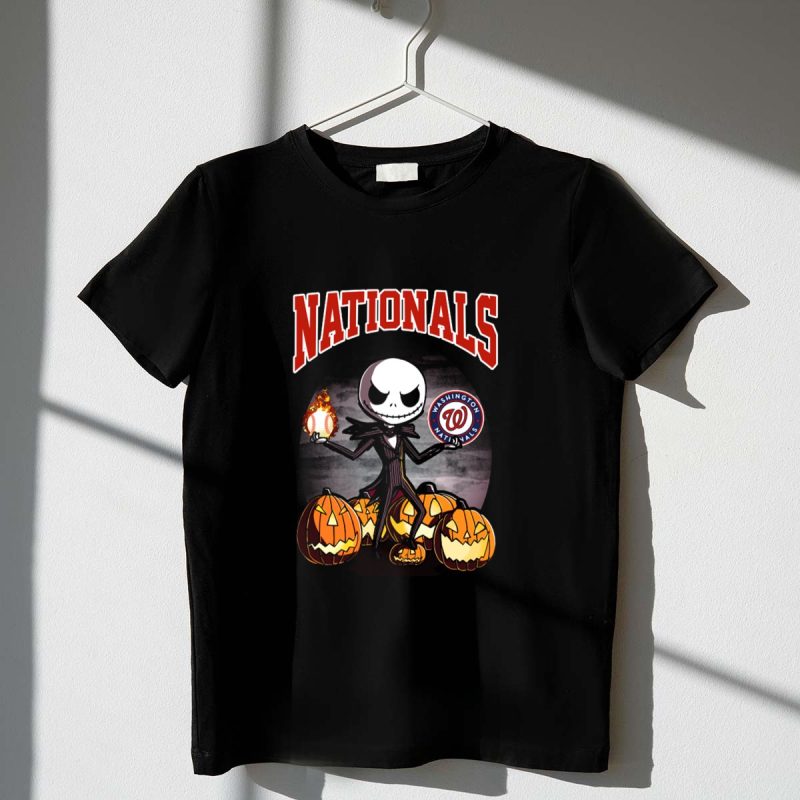 Washington Nationals Halloween Jack Skeleton Baseball Pumpkins T Shirt t shirt 1 1