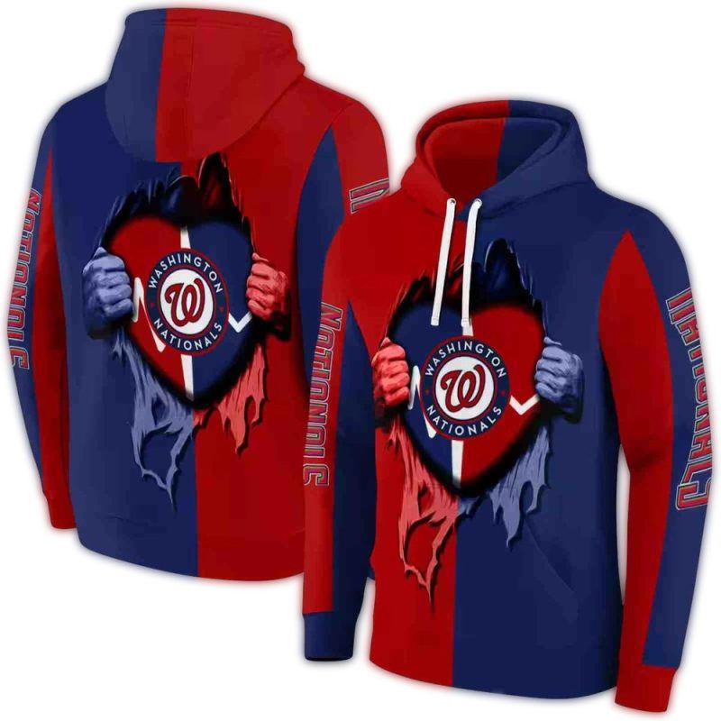 Washington Nationals Heartbeat Graphic All over Print Hoodie 1