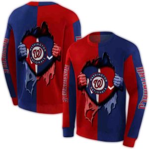 Washington Nationals Heartbeat Graphic All-Over Print Hoodie