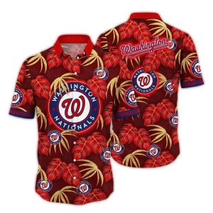 Washington Nationals Leaf Pattern Hawaiian Shirt For Fans