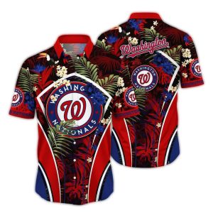 Washington Nationals Leaf Pattern Hawaiian Shirt For Fans