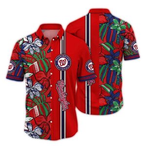 Washington Nationals Striped Hawaiian Shirt For Men