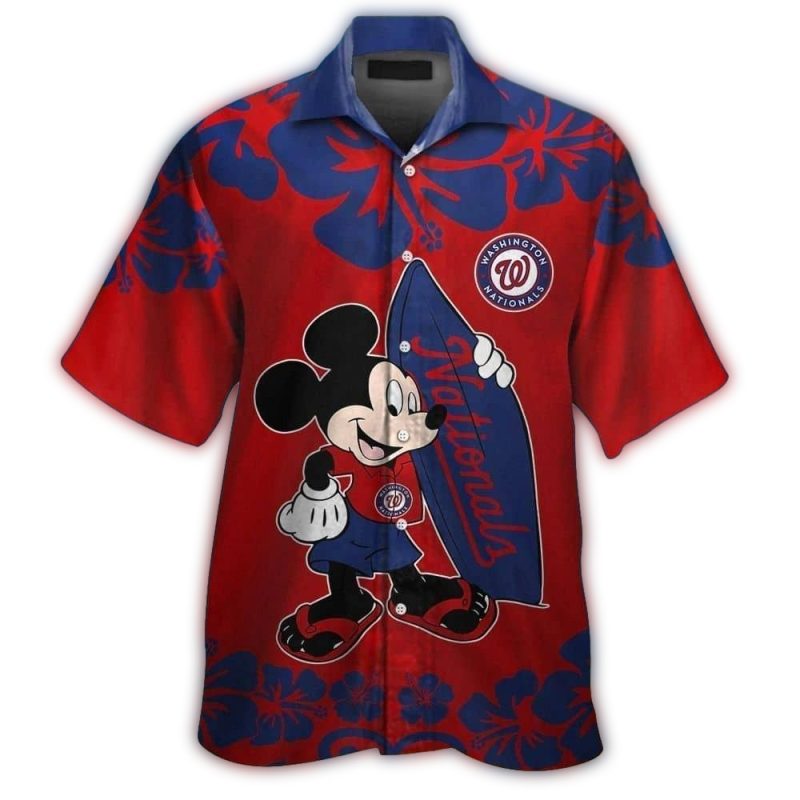 Washington Nationals Mickey Mouse Surf Flower Hawaiian Shirt 1