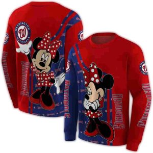 Washington Nationals Minnie Mouse All-Over Print Sweatshirt For Fans