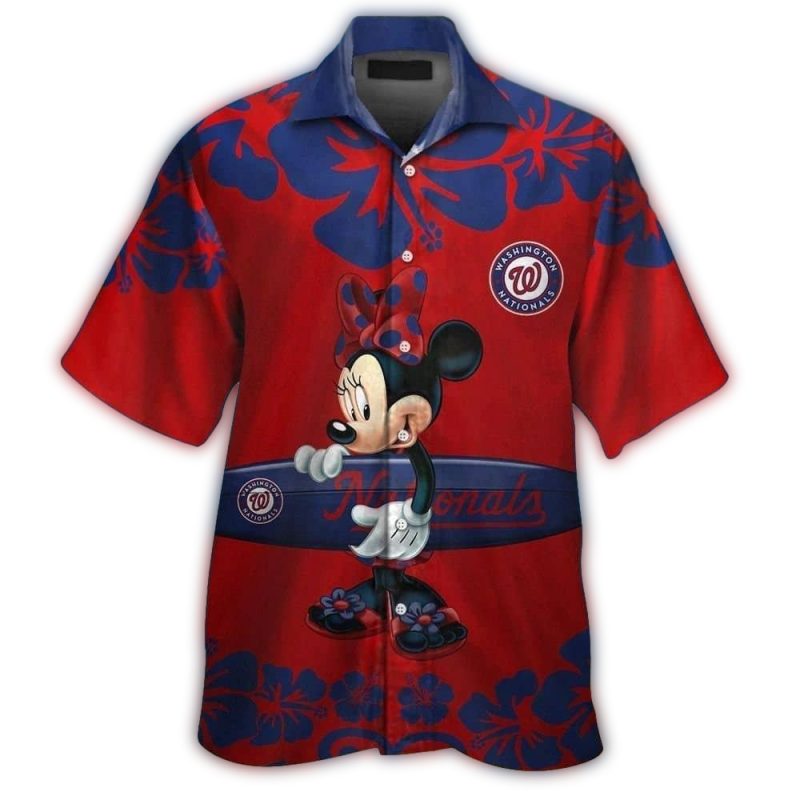 Washington Nationals Minnie Mouse Surf Flower Hawaiian Shirt 1