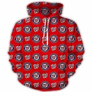 Washington Nationals All-Over Print Hoodie With Multi Logo Design