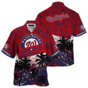 Washington Nationals Hawaiian Shirt With Palm Tree Design