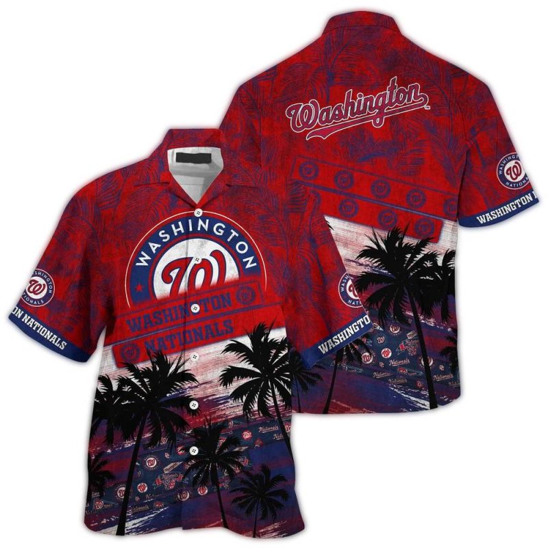 Washington Nationals Palm Tree Pattern Hawaiian Shirt 1