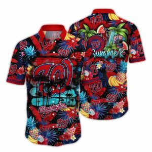 Washington Nationals Pineapple Floral Hawaiian Shirt For Beach Days