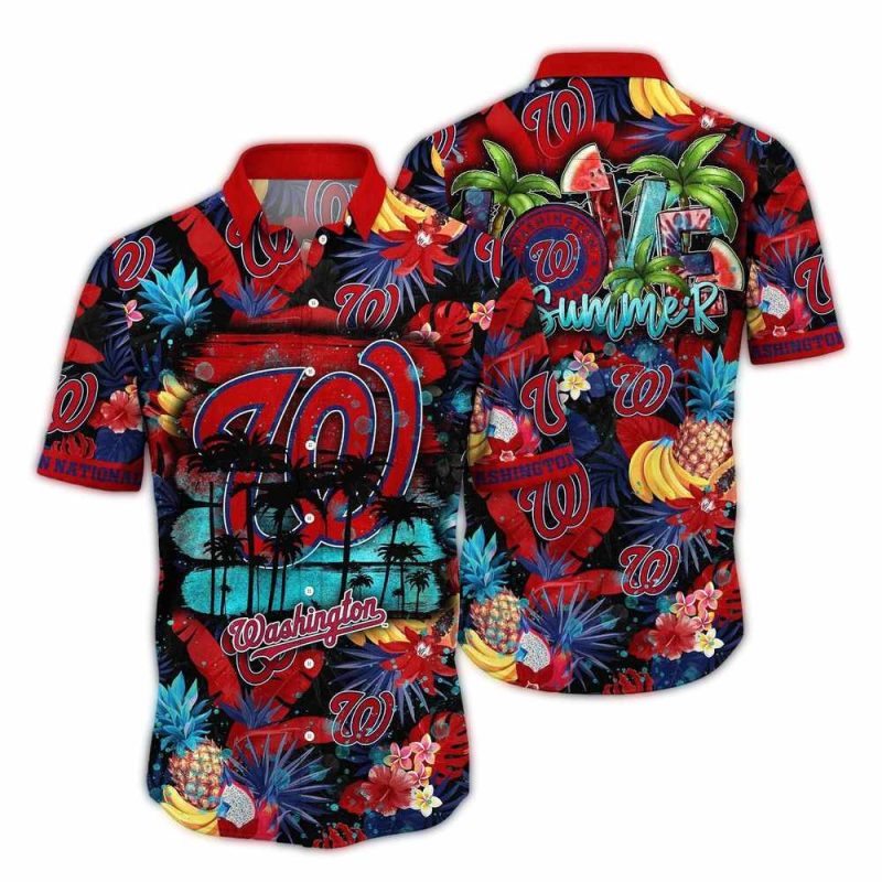 Washington Nationals Pineapple Floral Beach Hawaiian Shirt 1