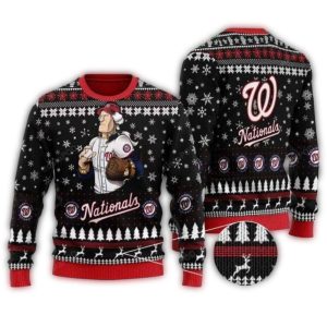 Washington Nationals Christmas Ugly Sweater With Snowflake Design
