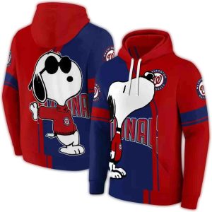 Playful Snoopy All-Over Print Washington Nationals Hoodie For Fans
