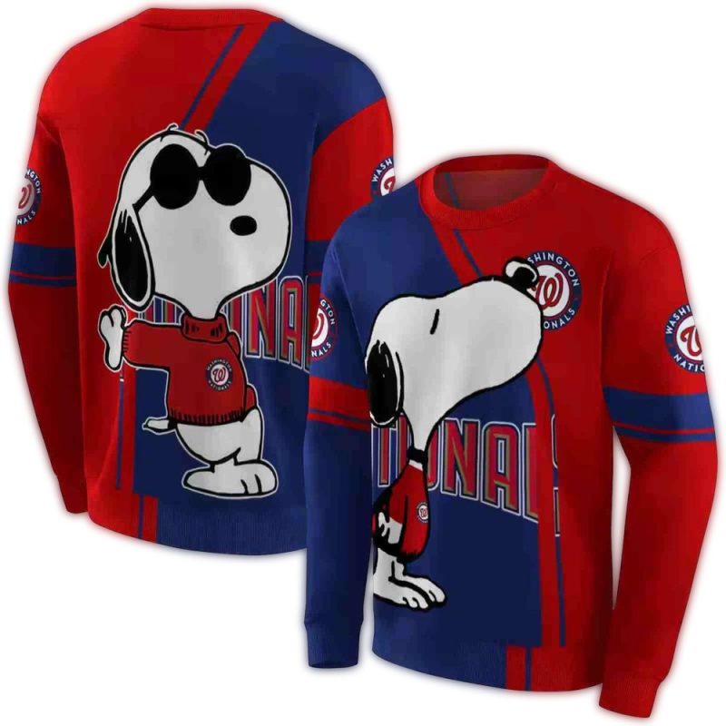 Washington Nationals Playful Snoopy All over Print Sweatshirt 1