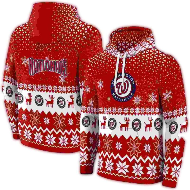 Washington Nationals Reindeer Motif All over Print Hoodie 1