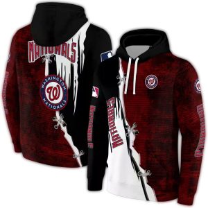 Washington Nationals All-Over Print Ripped Pattern Hoodie For Fans