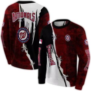 Washington Nationals All-Over Print Sweatshirt With Ripped Design