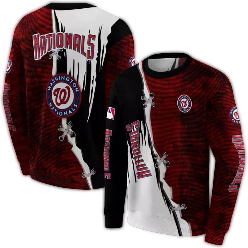 Washington Nationals Ripped Pattern All over Print Sweatshirt 1