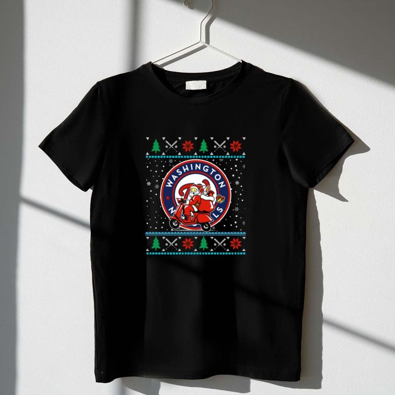 Washington Nationals Santa Christmas Scooter Holiday Baseball T Shirt t shirt 1 1