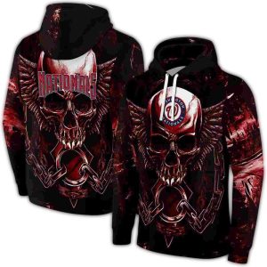 Washington Nationals Skull Artwork All-Over Print Hoodie For Fans