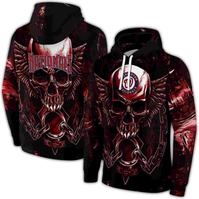 Washington Nationals Skull Artwork All over Print Hoodie 1