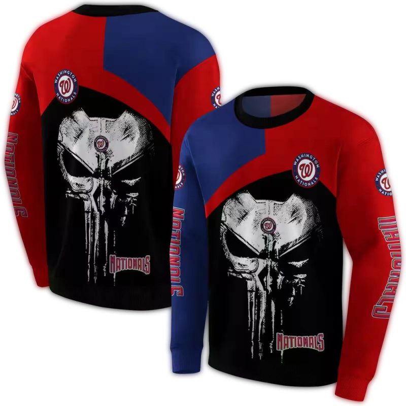 Washington Nationals Skull Punisher All over Print Sweatshirt 1