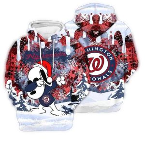 Washington Nationals Snoopy Dabbing Christmas All-Over Print Hoodie