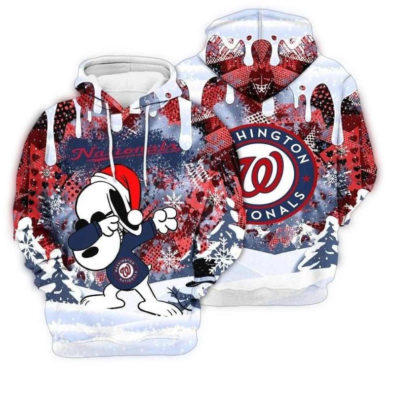 Washington Nationals Snoopy Dabbing The Peanuts Christmas All over Print Hoodie 1