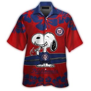 Washington Nationals Snoopy Surf Flower Hawaiian Shirt For Fans