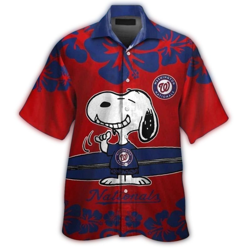 Washington Nationals Snoopy Surf Flower Hawaiian Shirt 1