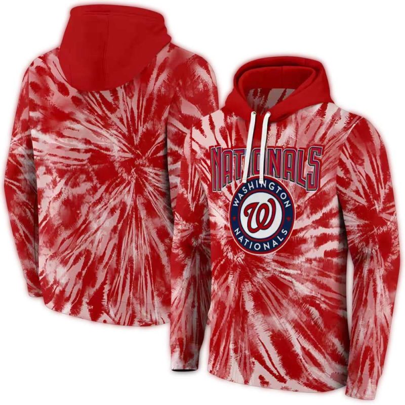 Washington Nationals Tie Dye Pattern All over Print Hoodie 1
