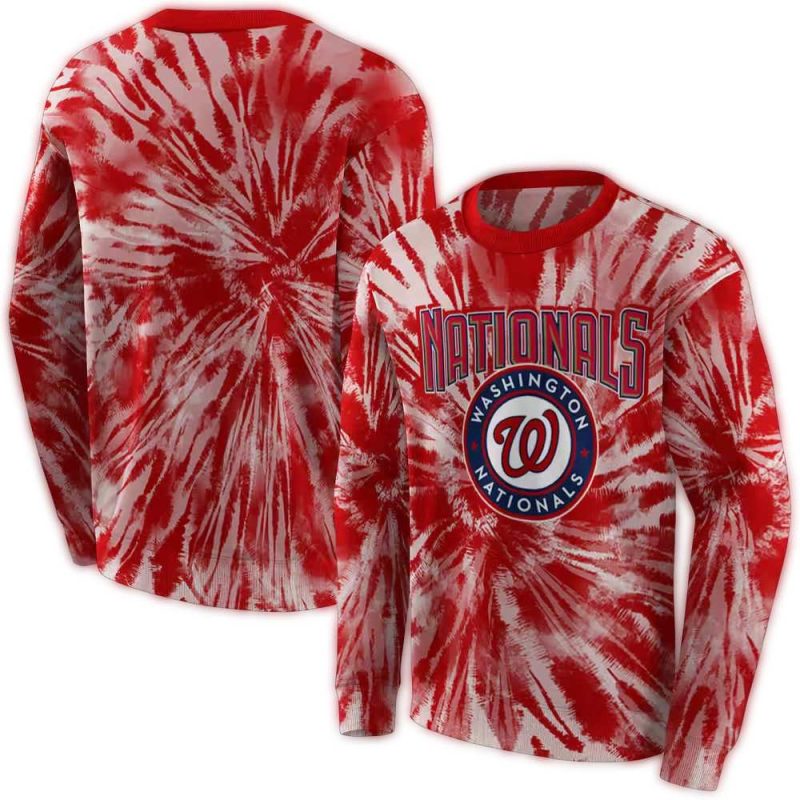 Washington Nationals Tie Dye Pattern All over Print Sweatshirt 1