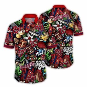 Washington Nationals Tropical Floral Tiki Hawaiian Shirt For Fans