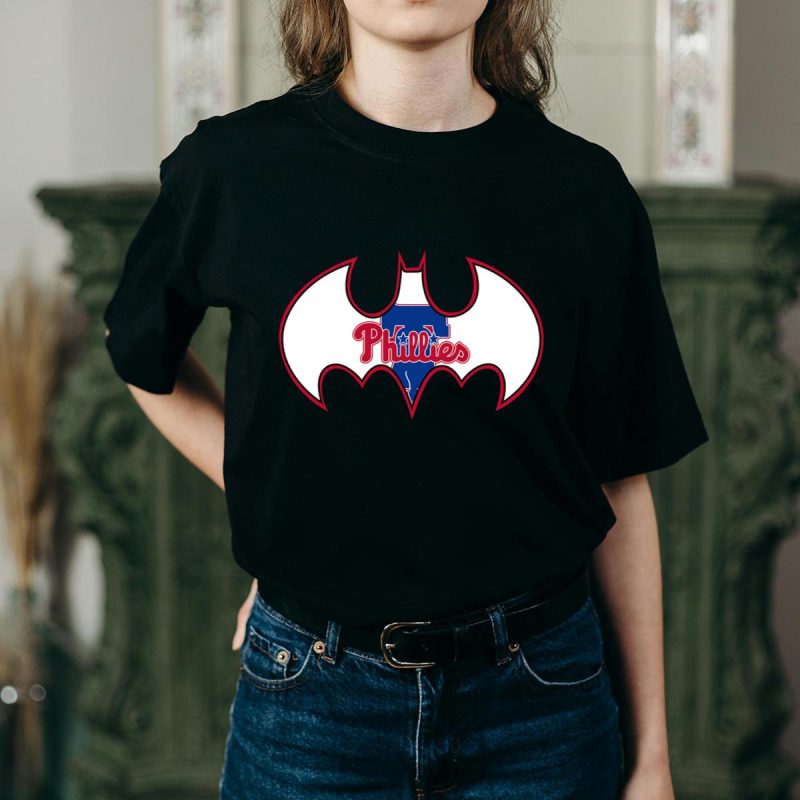Philadelphia Phillies Batman Mashup T-Shirt - Stylish Fan Gear for All - Image 2