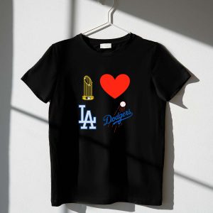 La Dodgers World Series Champions T-Shirt - Baseball Love Trophy Design