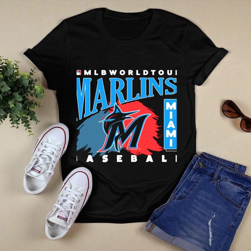 World Tour Miami Marlins Baseball T Shirt Black 1